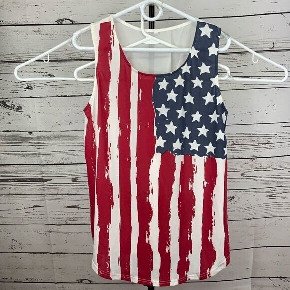 American Flag Print Patriotic Tank Top Plus Size - Picture 4 of 15